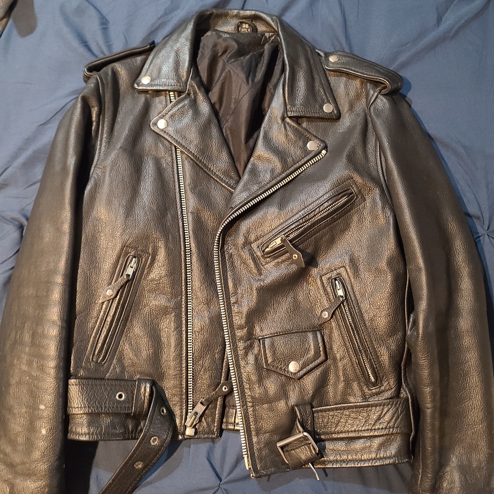 Leather motorcycle jacket